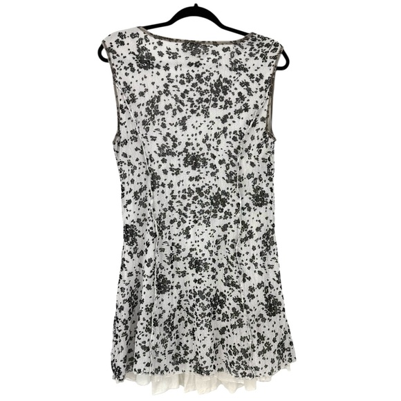 Fleur de Lis Layered Mixed-Print Boho Art Tunic Dress Floral & Polka Dot - Picture 5 of 11